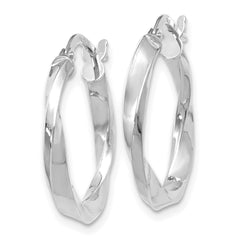 10K White Gold Polished Twisted Hoop Earrings
