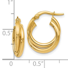 10K Polished Twisted Double Hoop Earrings