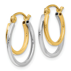 10K Two-tone Polished Hinged Hoop Earrings