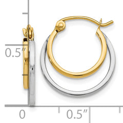 10K Two-tone Polished Hinged Hoop Earrings