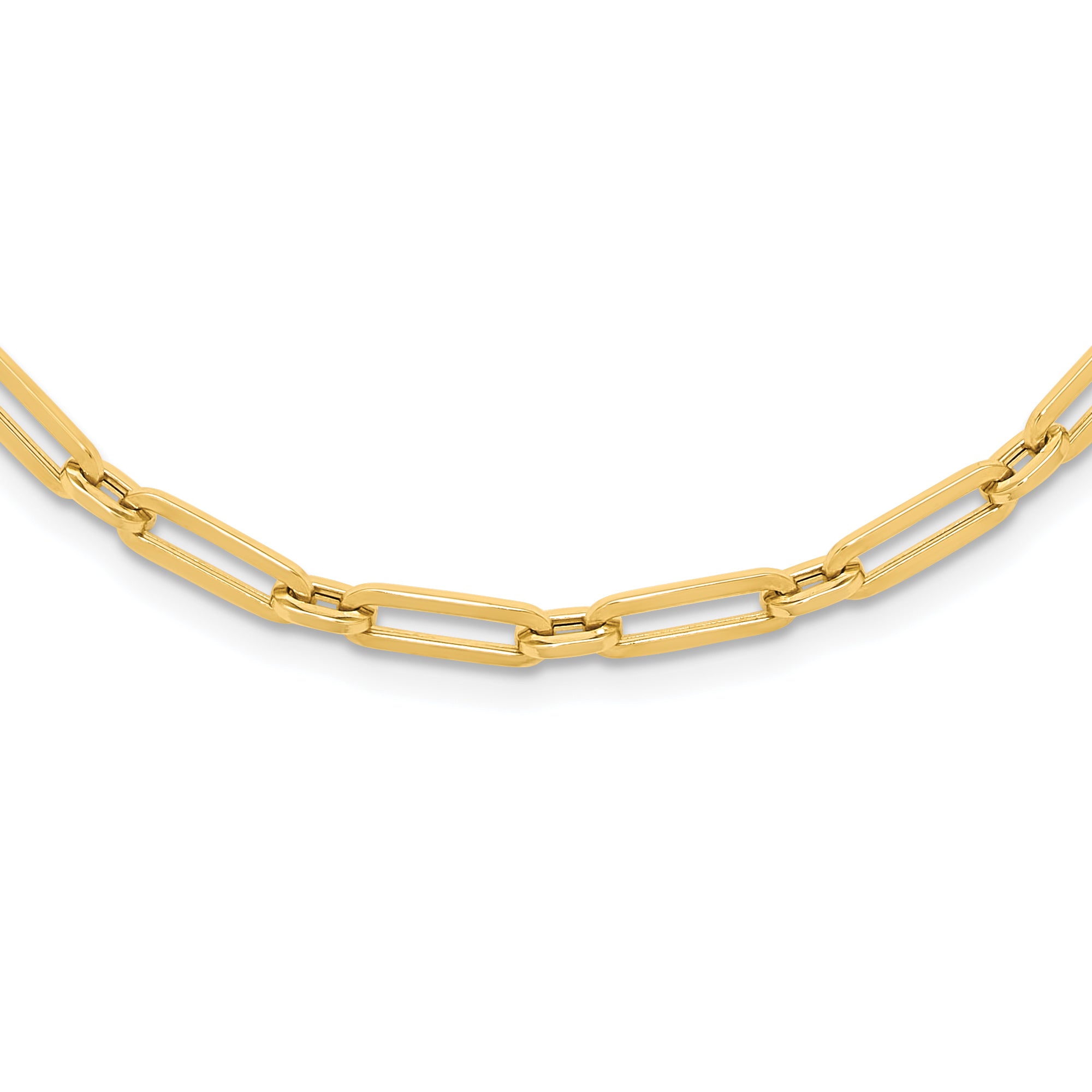 10K Polished Flat Oval Link Necklace