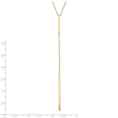 10K Polished Y-drop Bar With 1in ext. Necklace