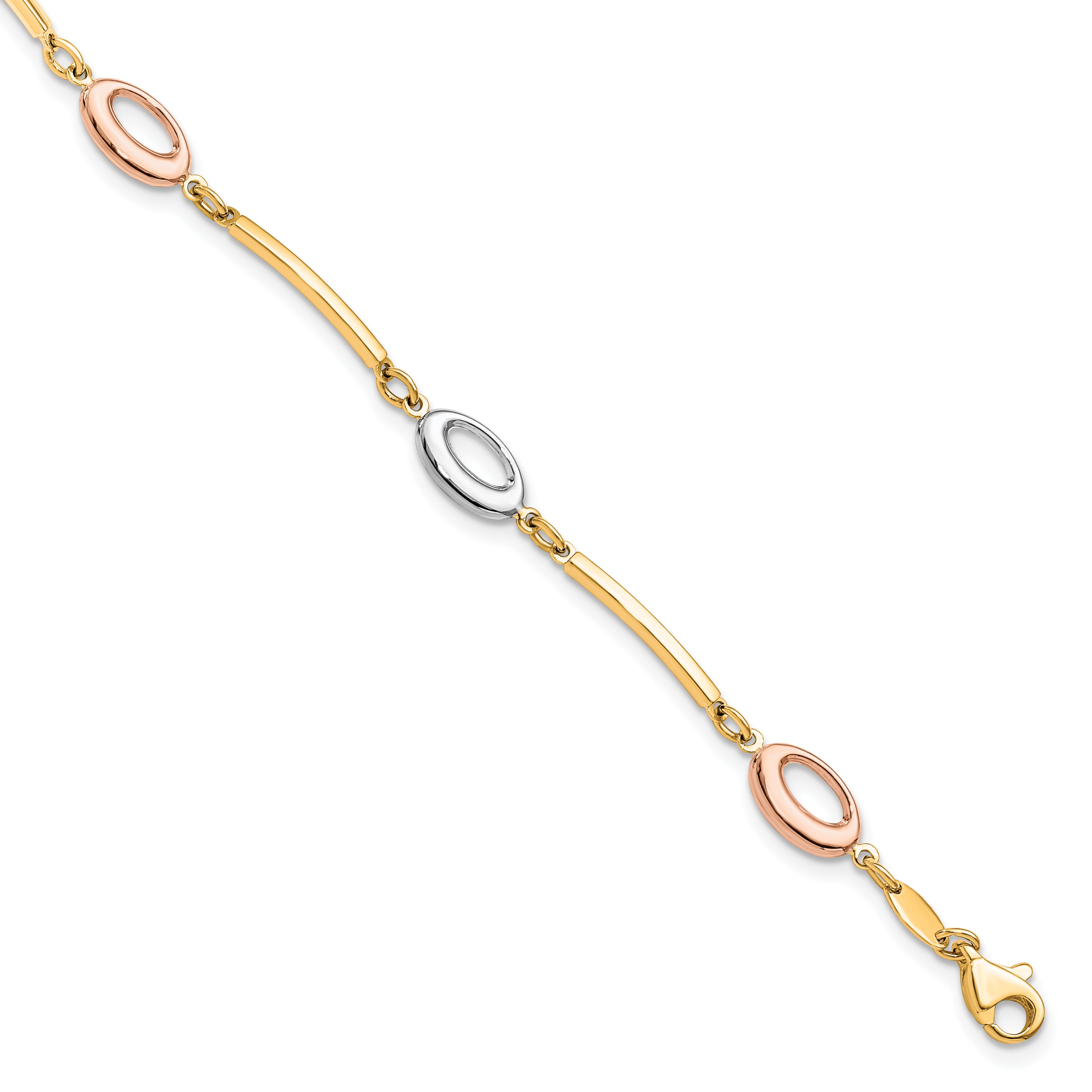 10K Tri-Color Polished Bracelet