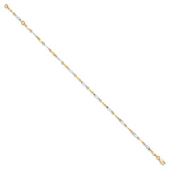 10K Two-tone Polished Fancy Link 1in ext. Anklet