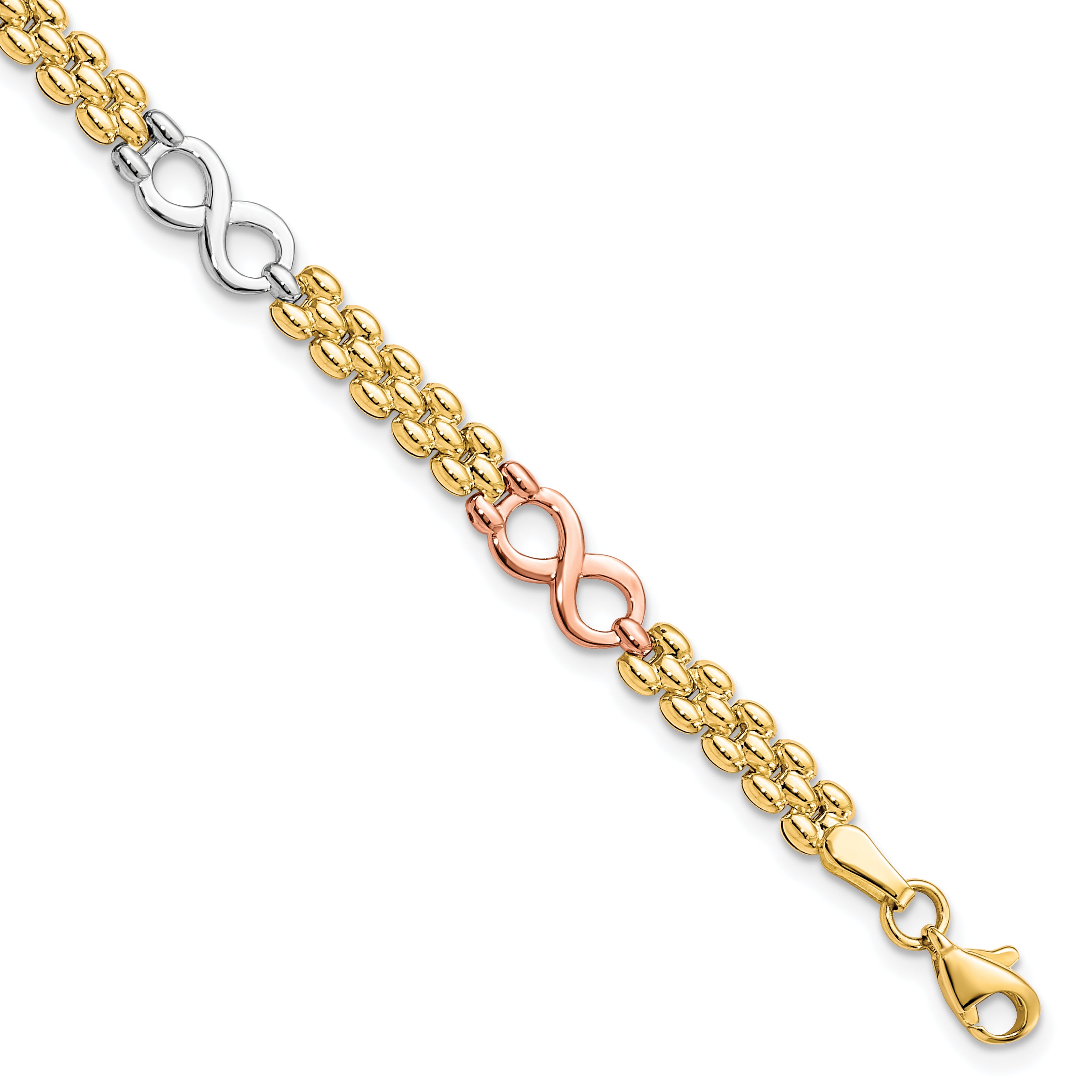 10K Tri-color Reversible Infinity Bracelet