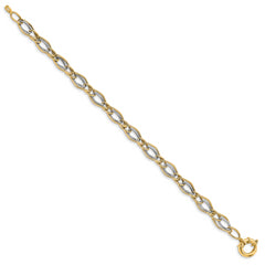 10K Yellow w/Rhodium-plated Polished Bracelet