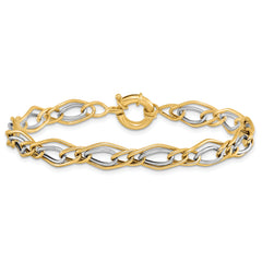 10K Yellow w/Rhodium-plated Polished Bracelet