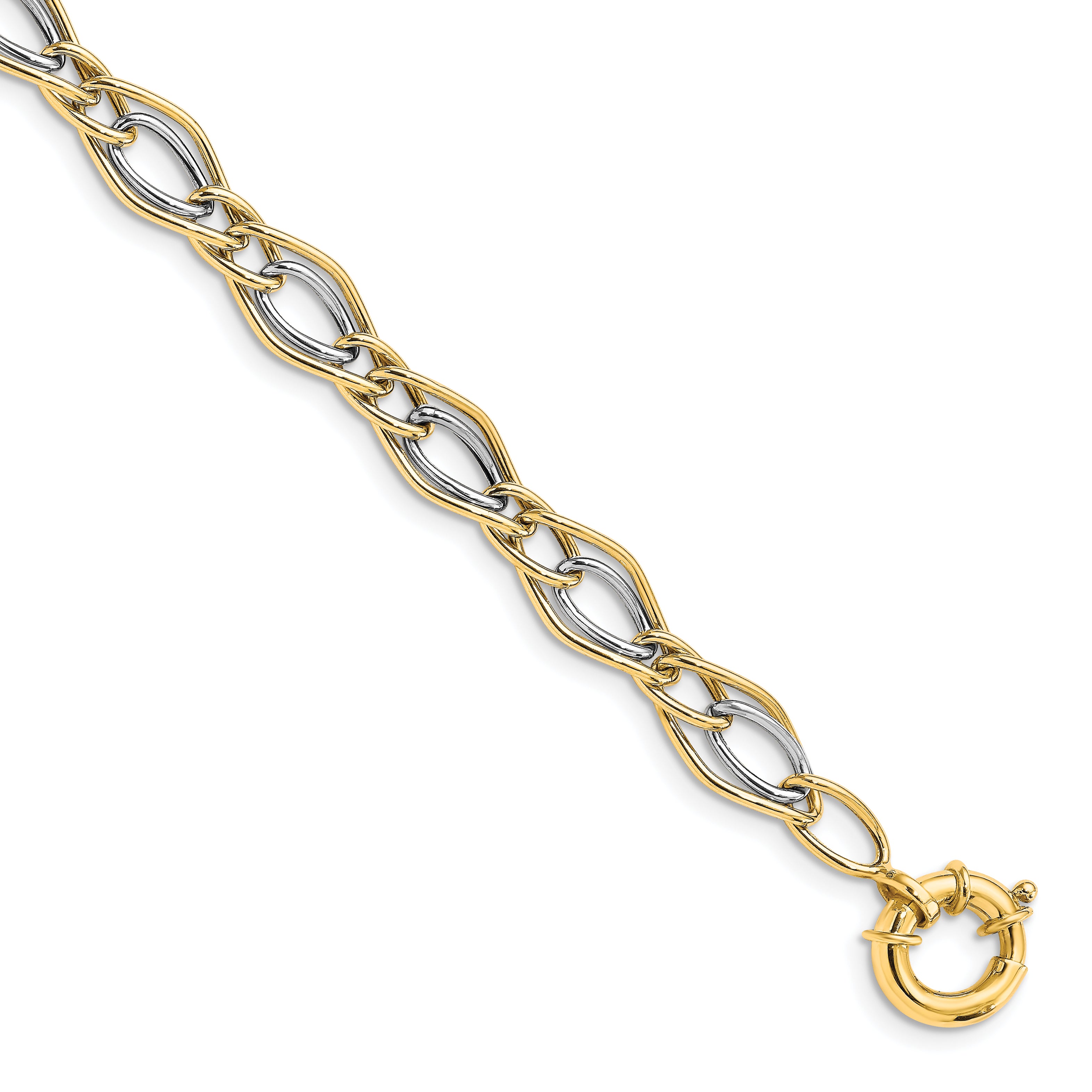 10K Yellow w/Rhodium-plated Polished Bracelet
