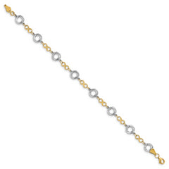 10K Two-tone Polished Textured Infinity Bracelet