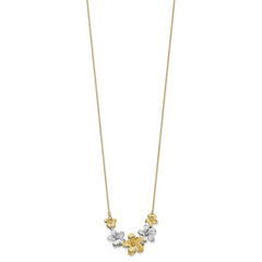 10K Two-tone Polished and Brushed D/C Flower Necklace
