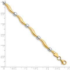 10K Rhodium-plated Polished and Satin Bracelet