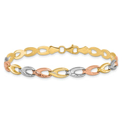 10K Tri-color Polished D/C Bracelet