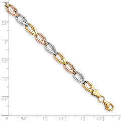 10K Tri-color Polished D/C Bracelet