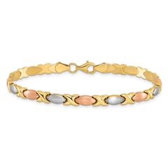 10K Tri-color Polished and Brushed Bracelet