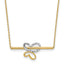 10K Rhodium-plated Polished D/C Butterfly Bar Necklace