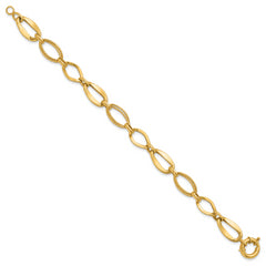 10k Polished and Textured Link Bracelet