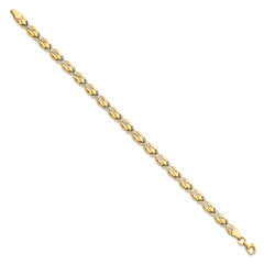 10k w/White Rhodium Polished/Diamond-cut Bracelet