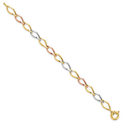 10k Tri-color Polished Link Bracelet