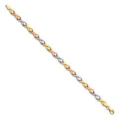 10k Tri-color Polished / Brushed and Diamond-cut Bracelet