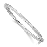 10k White Gold Polished and Brushed Hinged Bangle