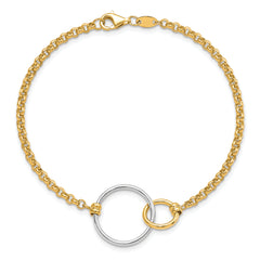 10k Two-tone Polished interlocking Circles Link Bracelet