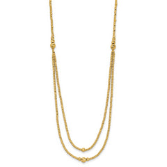 10K Polished and Diamond-cut beads 2-Strand Necklace