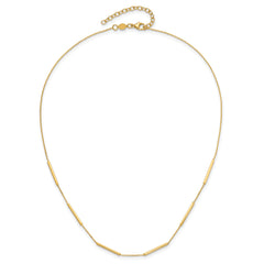 10K Polished 6 Bar Stations 16in with 1.5in ext Necklace