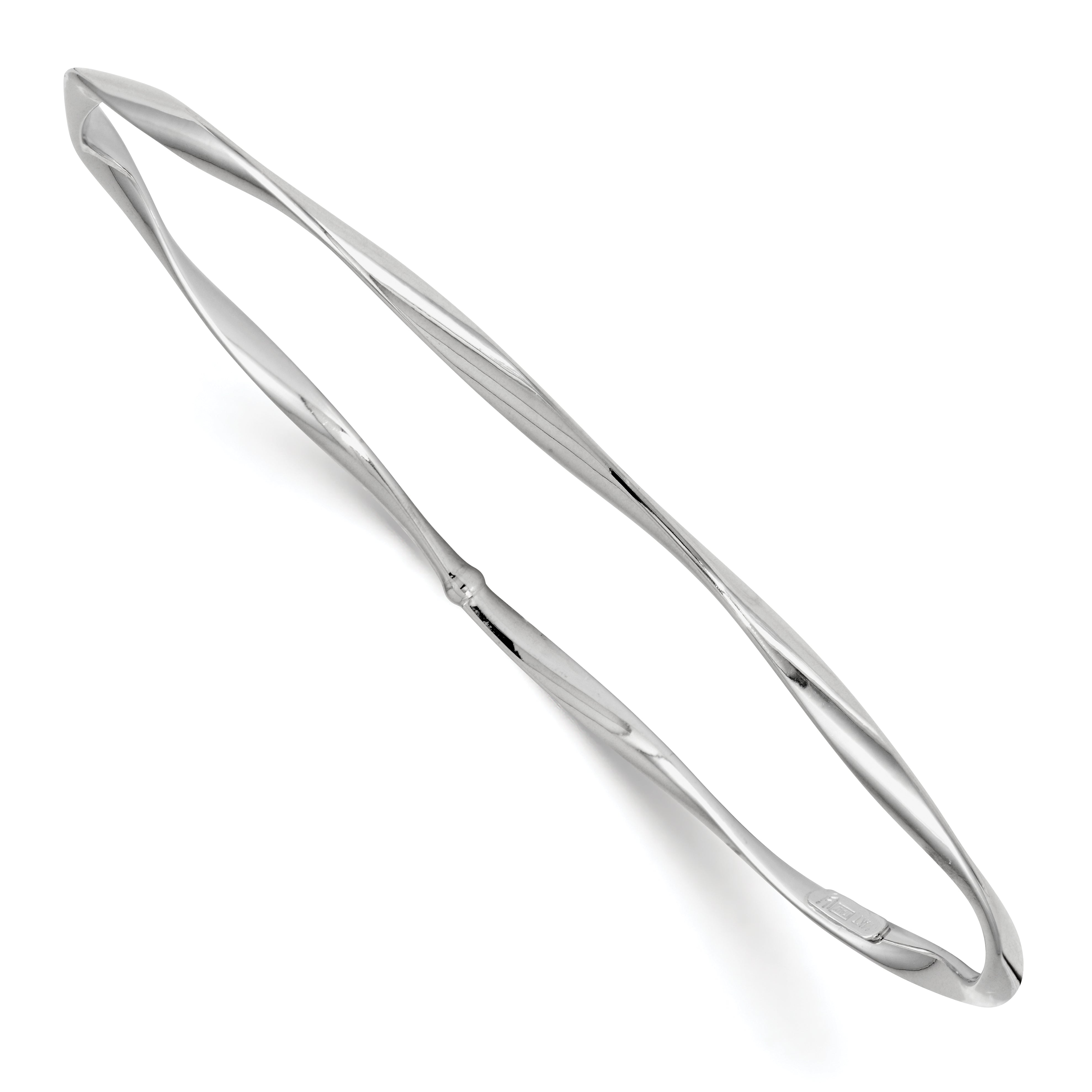 10K White Gold Polished Twisted Slip-on Bangle