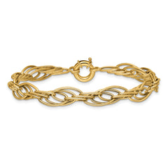 10K Polished Fancy Oval Link Bracelet