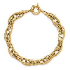 10K Polished Fancy Oval Link Bracelet