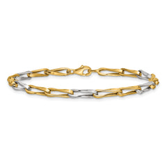 10K w/White Rhodium Polished Fancy Link Bracelet