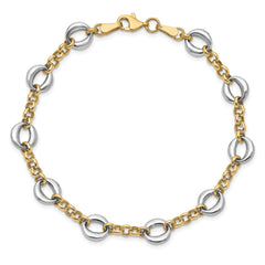 10K Two-tone Polished Fancy Link Bracelet