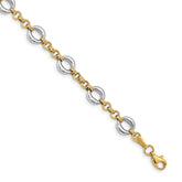 10K Two-tone Polished Fancy Link Bracelet