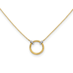 10K with Rhodium-Platedodium Polished Circle Necklace