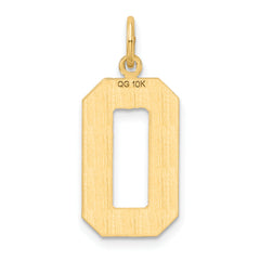10k Large Brushed Diamond-cut Number 0 Charm