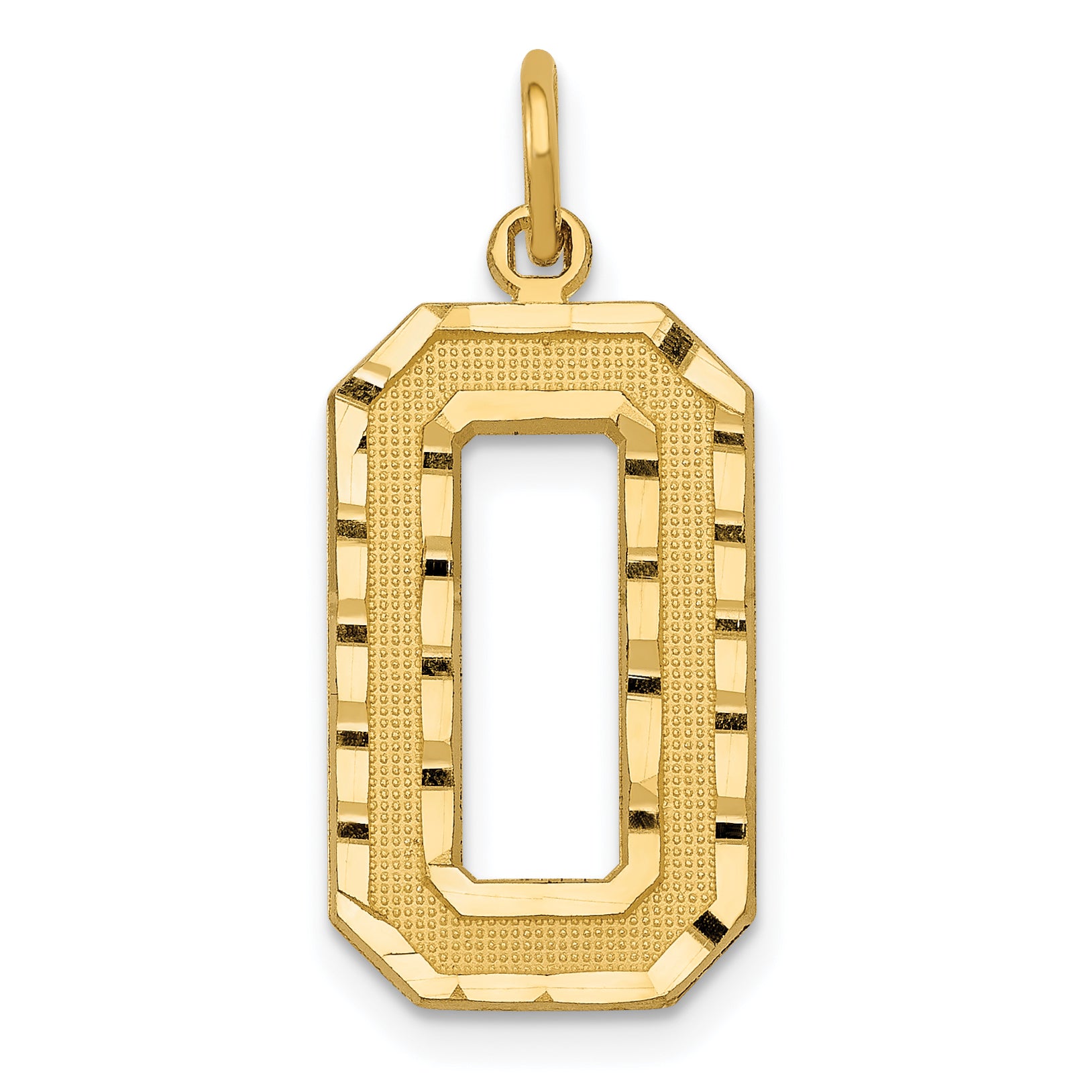 10k Large Brushed Diamond-cut Number 0 Charm