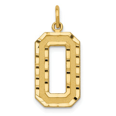 10k Large Brushed Diamond-cut Number 0 Charm