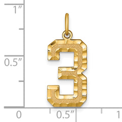 10ky Casted Large Diamond Cut Number 3 Charm
