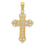 Filigree Fleur-de-Lis Cross Charm in 10K Yellow Gold, 36mm - Sophia Jewelers