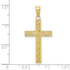 10K Rope Cross Pendant