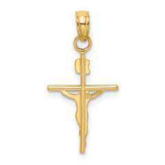 10k Two-tone INRI Crucifix Pendant