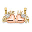 10k Rose & Yellow Gold With White Rhodium Big Sis/Lil Sis Break-a-part Pendant