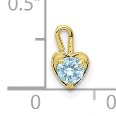 10ky March Synthetic Birthstone Heart Charm