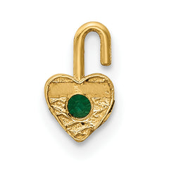 10ky May Green Crystal Birthstone Heart Charm