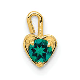 10ky May Green Crystal Birthstone Heart Charm