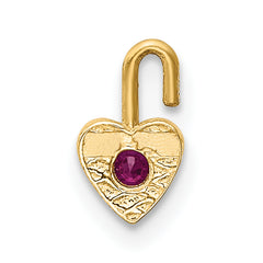 10ky July Synthetic Birthstone Heart Charm