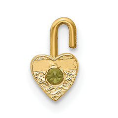 10ky August Synthetic Birthstone Heart Charm