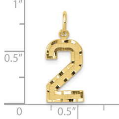10ky Casted Medium Diamond-cut Number 2 Charm