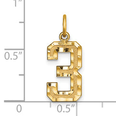 10ky Casted Medium Diamond-cut Number 3 Charm
