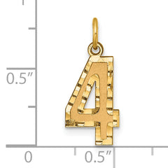 10ky Casted Medium Diamond-cut Number 4 Charm